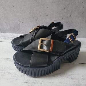 4ccccees, Plia Juno, Black Platform Sandals, Size 40(81/2-9)